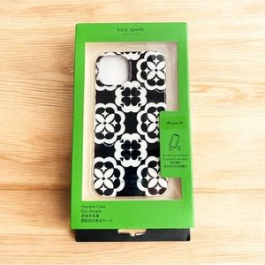 NEW Kate Spade Black & White Flower Me Monogram iPhone 14 Flexible Case KB361
